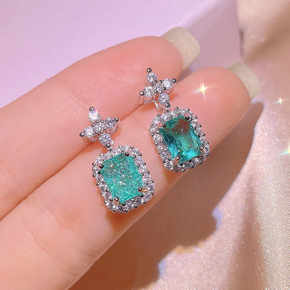 Frozen Princess-Inspired Ice Crystal Paraiba Jewelry Set – Necklace, Ring & Earrings | Lady Daisy