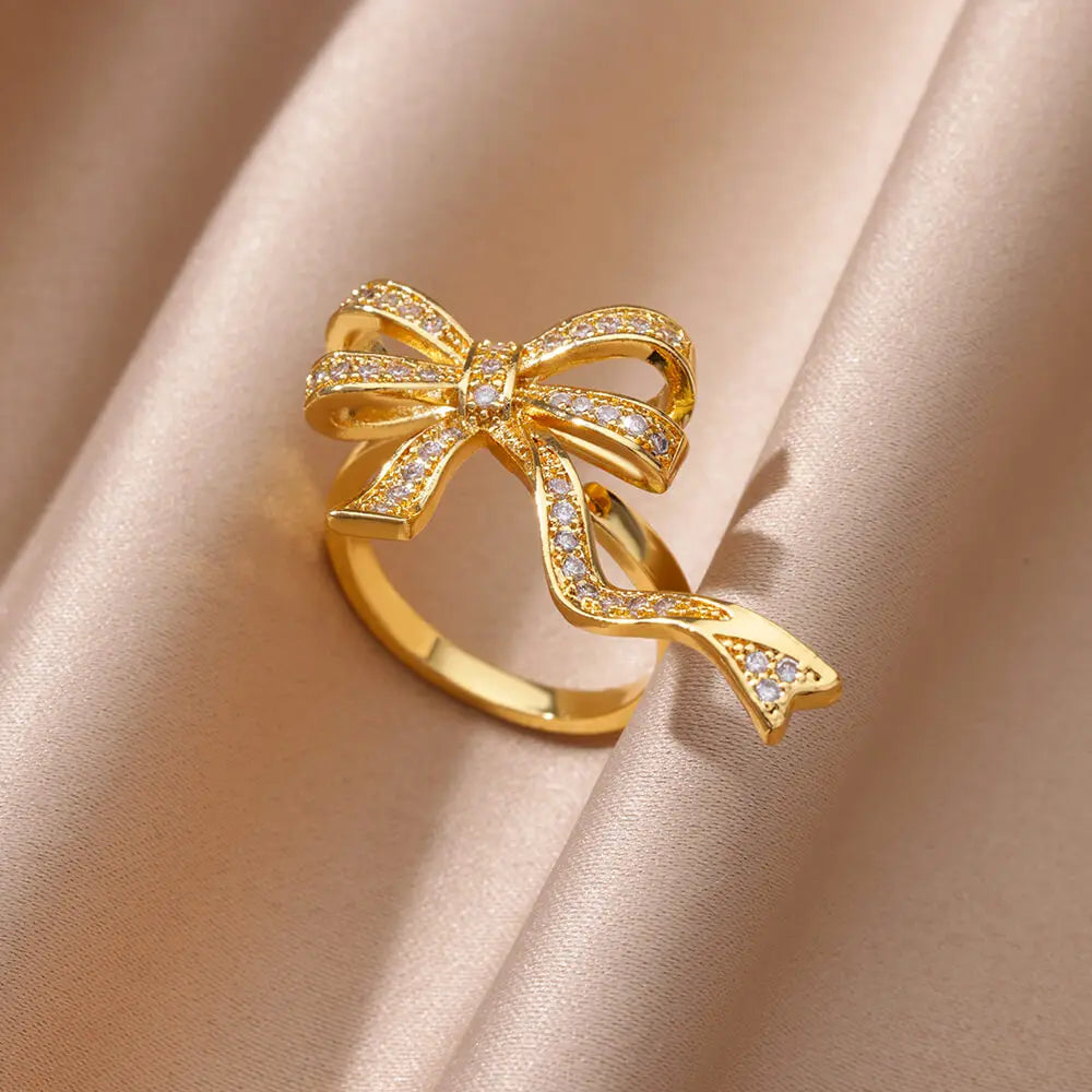 Gold Color Stainless Steel Heart Shape Open Ring For Women Non-Discoloration Fashion Exquisite Aesthetic Romantic Couple Jewelry