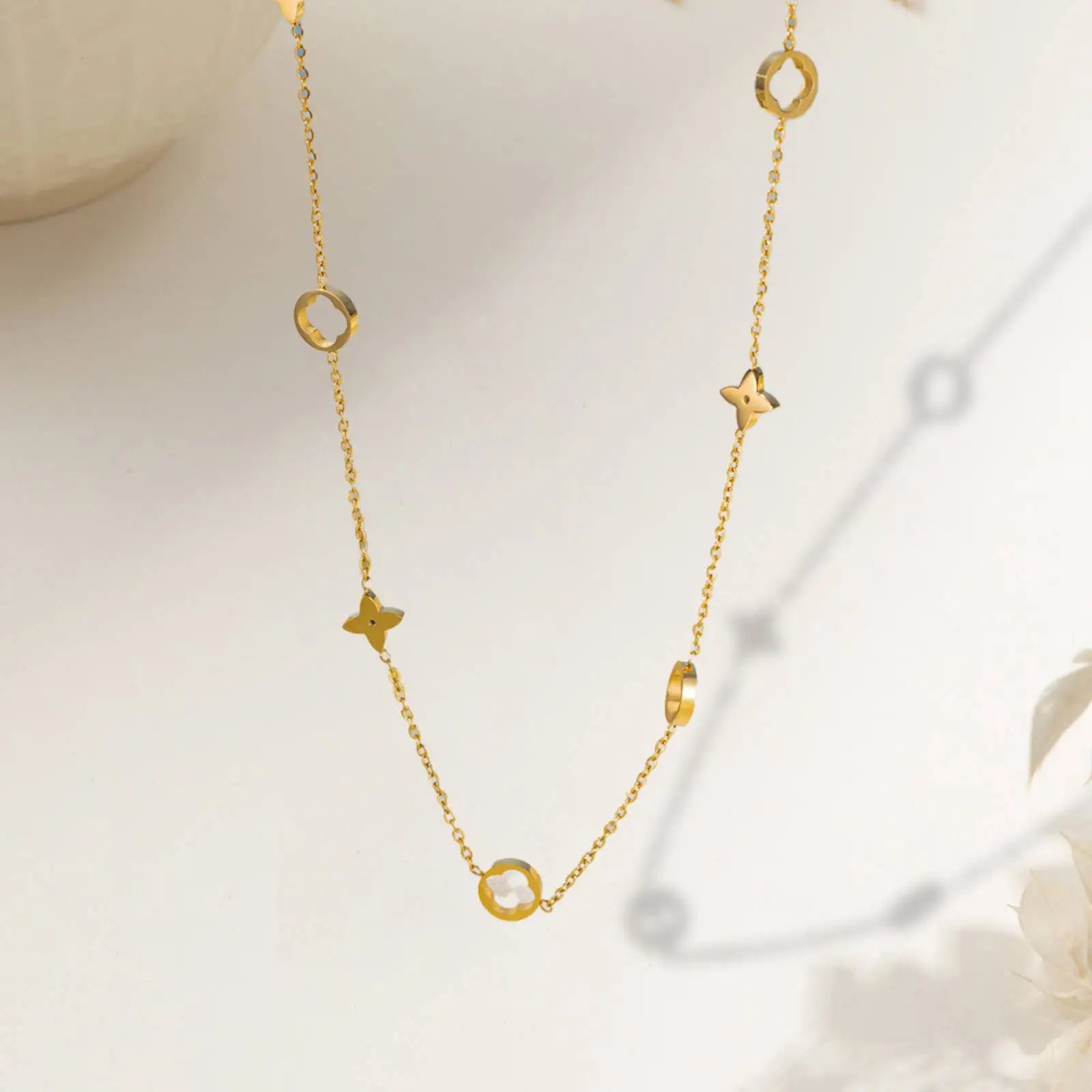 Lucky Four-leaf Clover Pendant Bracelet Necklace Women Girls Stainless Steel Jewelry Gifts
