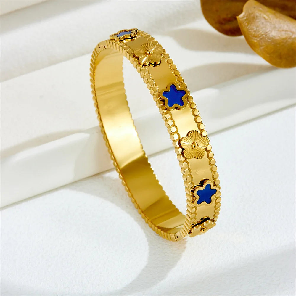 Heart CZ Bangle  Unisex Stainless Steel Cuff Bracelet for Women & Men