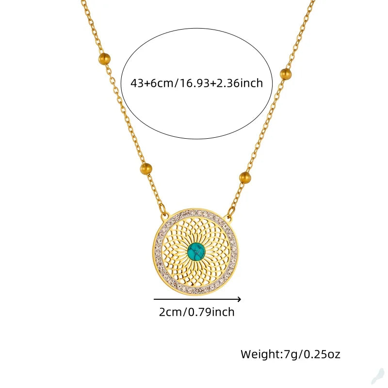 Cleopatra Inspired Turquoise Leaves Gold Necklace & Earrings Set