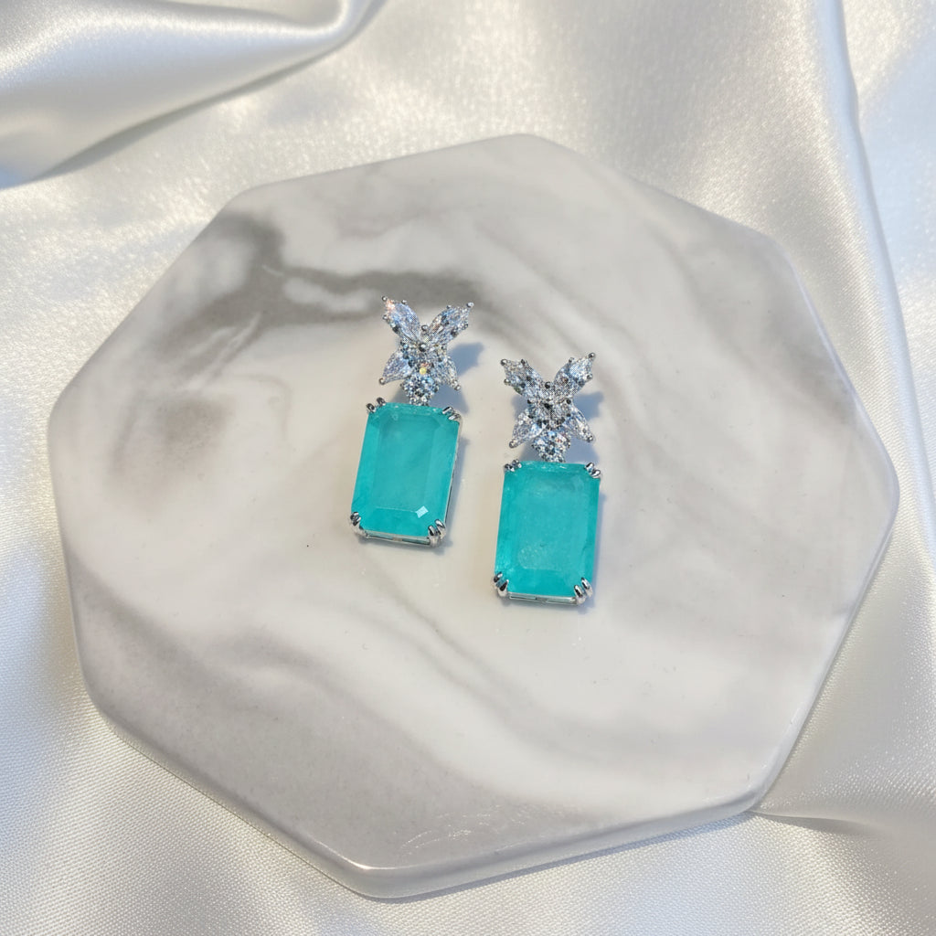Luxury Earrings  6 Carat Lab Grown Paraiba Stud Earrings 10*14 mm Fashion Versatile Jewelry Gift