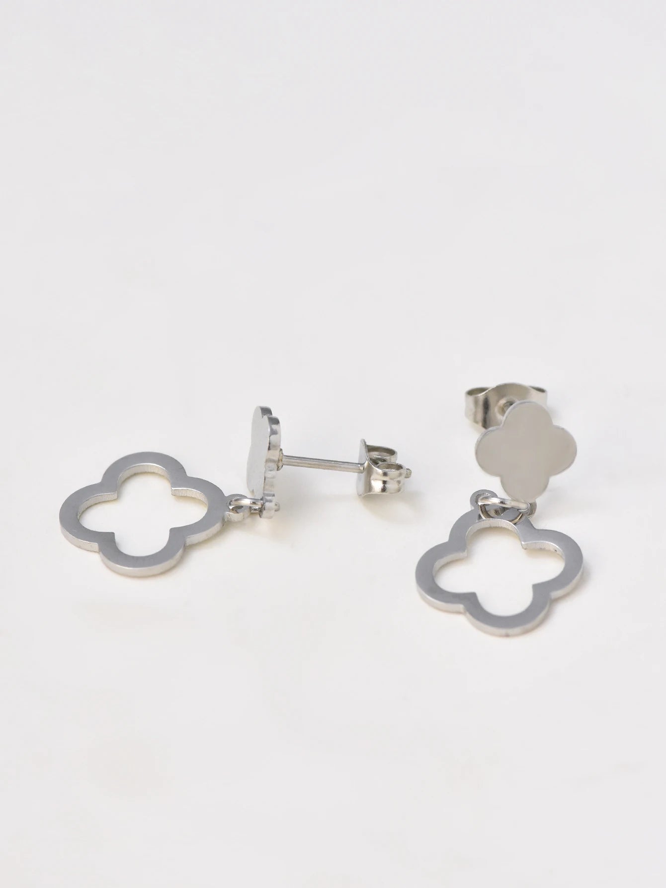 Lucky Flower 4-Petal Earrings | Gold Stainless Steel Statement Earrings for Women