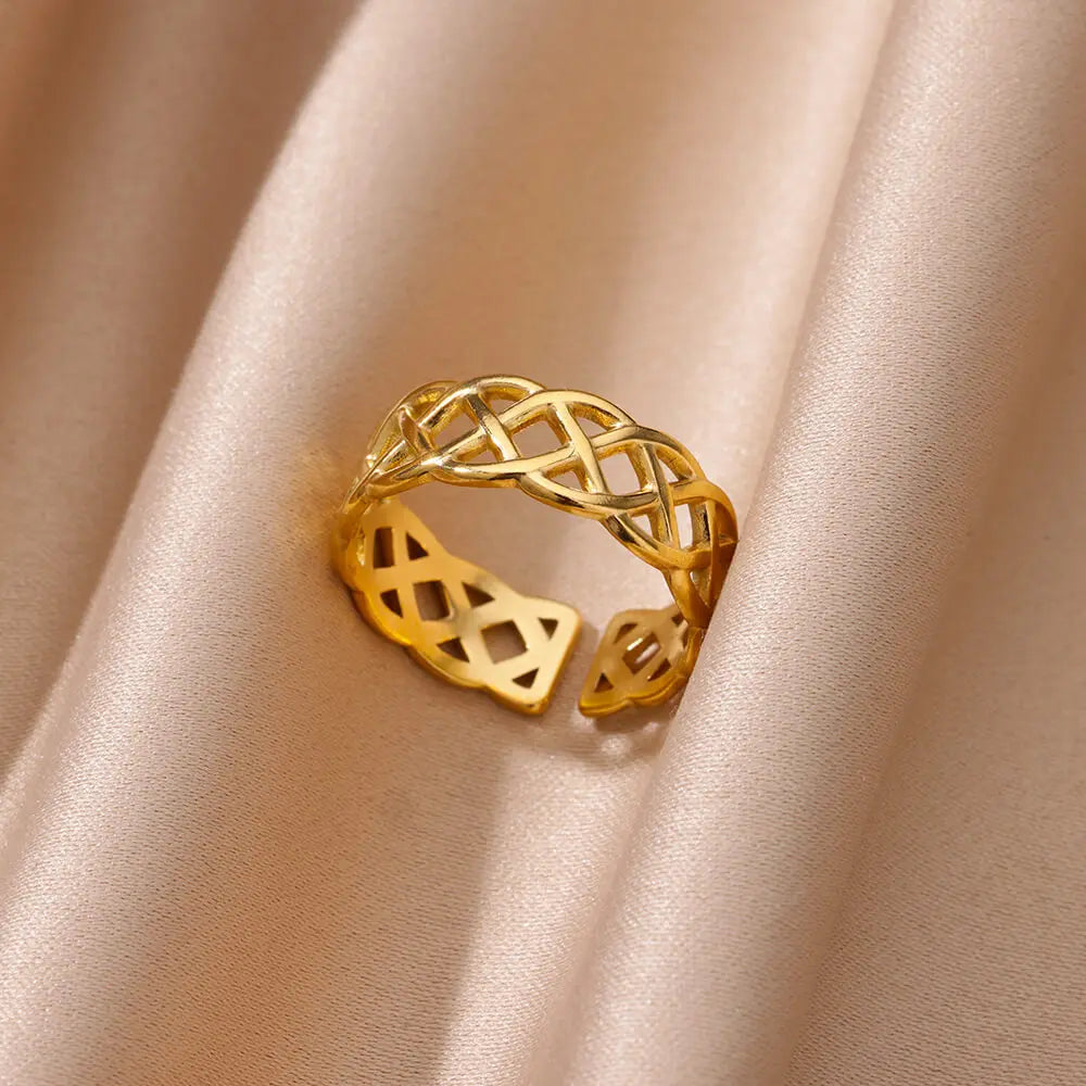 Gold Color Stainless Steel Heart Shape Open Ring For Women Non-Discoloration Fashion Exquisite Aesthetic Romantic Couple Jewelry