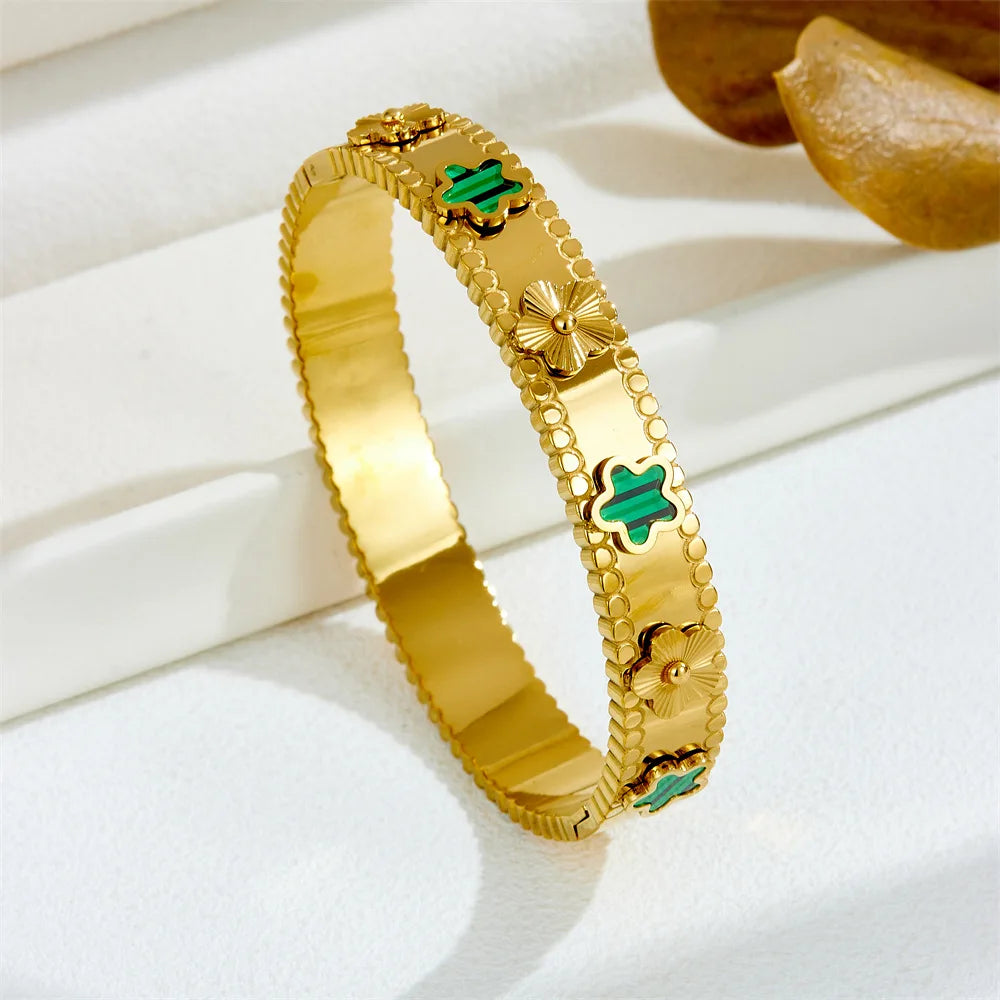 Heart CZ Bangle  Unisex Stainless Steel Cuff Bracelet for Women & Men