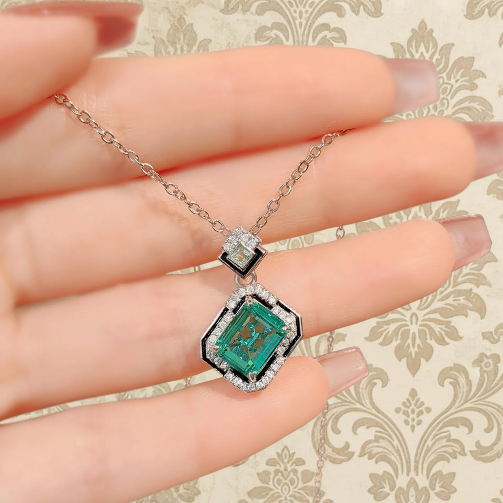 Vintage Paraiba Princess Cut Jewellery Set | 925 Silver Ring, Earrings & Necklace