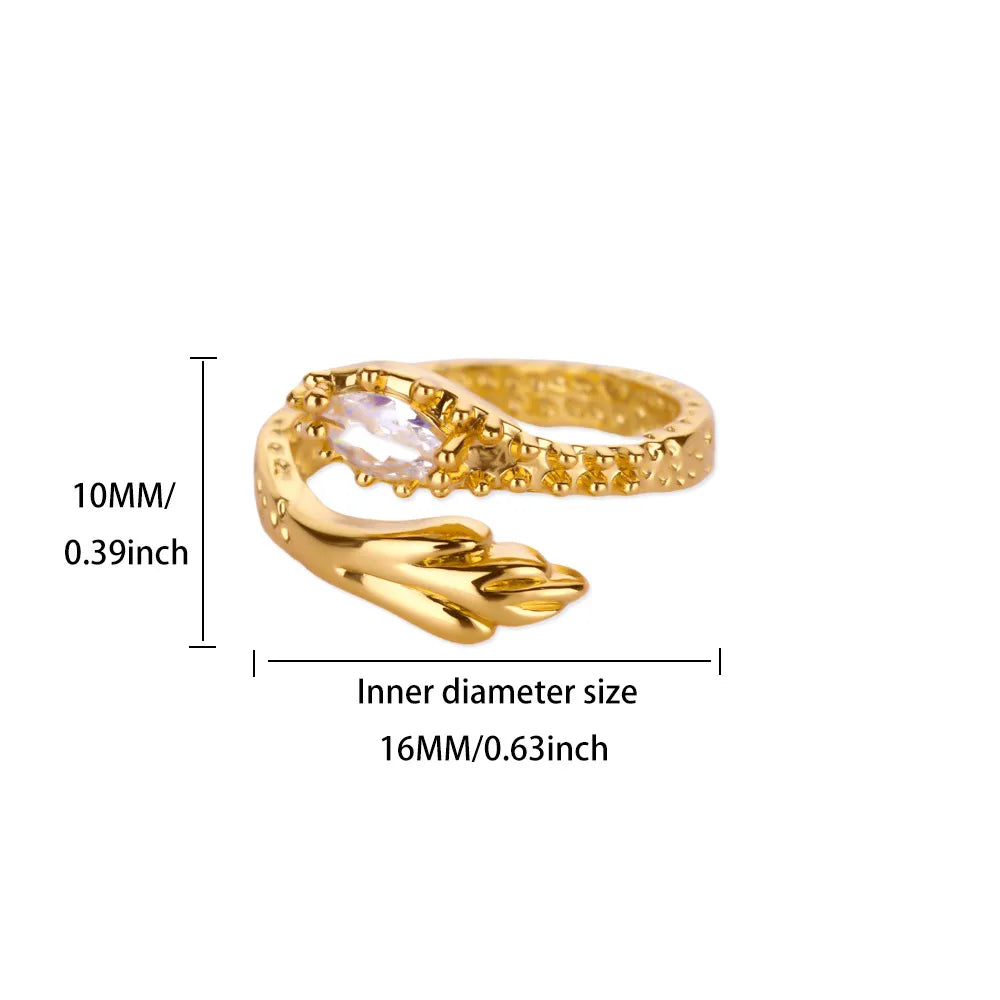 Green Zircon Eye Snake Rings For Women Men Gold Color Stainless Steel Open Adjustable Finger Ring Vintage Gothic Jewelry Gift