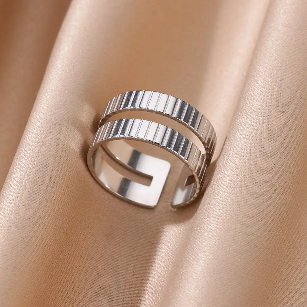 Gold Color Stainless Steel Heart Shape Open Ring For Women Non-Discoloration Fashion Exquisite Aesthetic Romantic Couple Jewelry