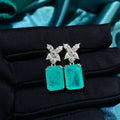 Luxury Earrings  6 Carat Lab Grown Paraiba Stud Earrings 10*14 mm Fashion Versatile Jewelry Gift