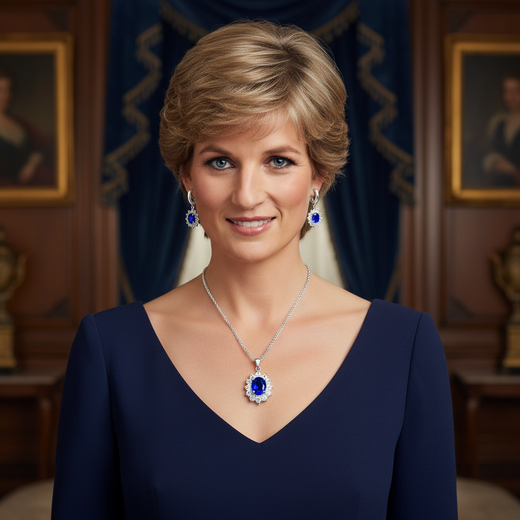 Royal princess inpired 925 Sterling Silver Jewelry Sets Crystal Cubic Zirconia Saphire blue Necklace Earrings Set for Women Party Gift
