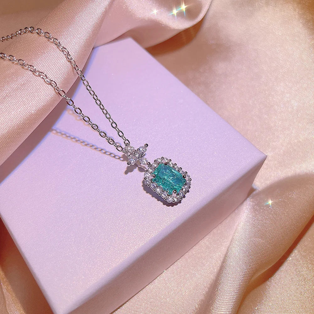 Frozen Princess-Inspired Ice Crystal Paraiba Jewelry Set – Necklace, Ring & Earrings | Lady Daisy