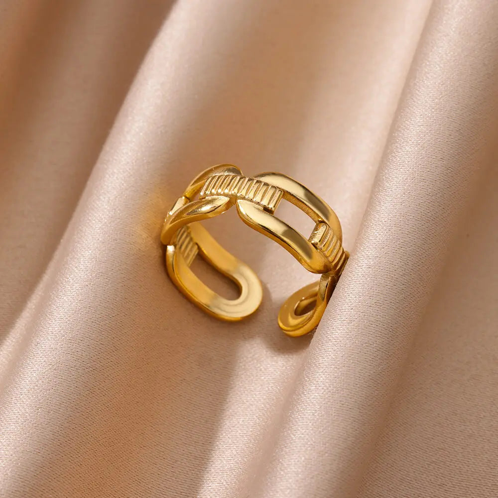 Gold Color Stainless Steel Heart Shape Open Ring For Women Non-Discoloration Fashion Exquisite Aesthetic Romantic Couple Jewelry