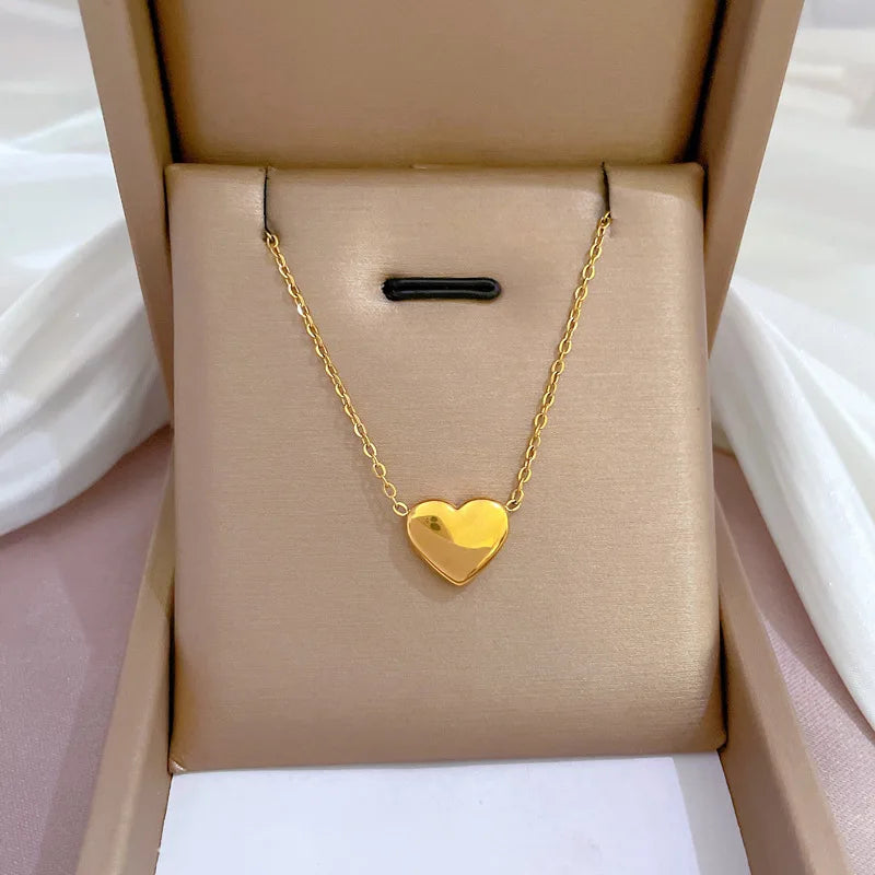 Eternal Heart Necklace - Tarnish-Free Gold Titanium Steel with Lab Grown Gems