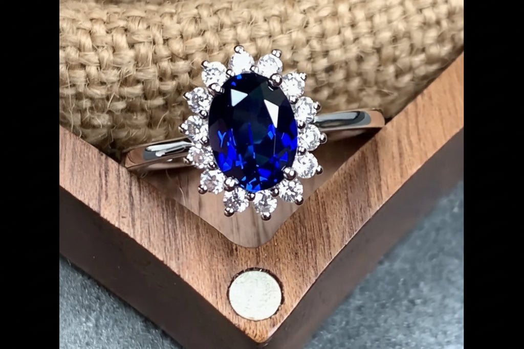 Lady Diana Sapphire Ring – Royal Princess Crystal Silver Ring for Women