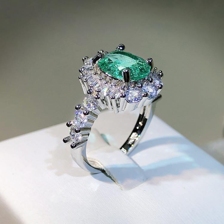 Enchanted Paraiba Green Crackled Ice Crystal Ring | Fairy Tale Princess Ring in 925 Silver