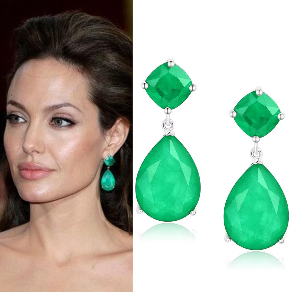 Celebrities Inspired Luxury red carpet Oscar  Emerald & Paraiba Drop Earrings | Celebrity Jewellery for Women