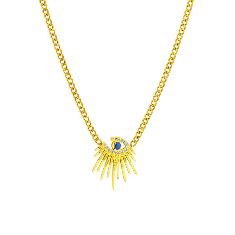 Titanium  Steel Blue Eyes Pendant Necklace For Women New Vintage Girls Clavicle Chain Jewelry Birthday Gifts Bijoux