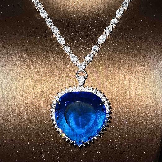 Titanic Heart of the Ocean Necklace  Hollywood inspired Romantic Crystal Blue Pendant for Women